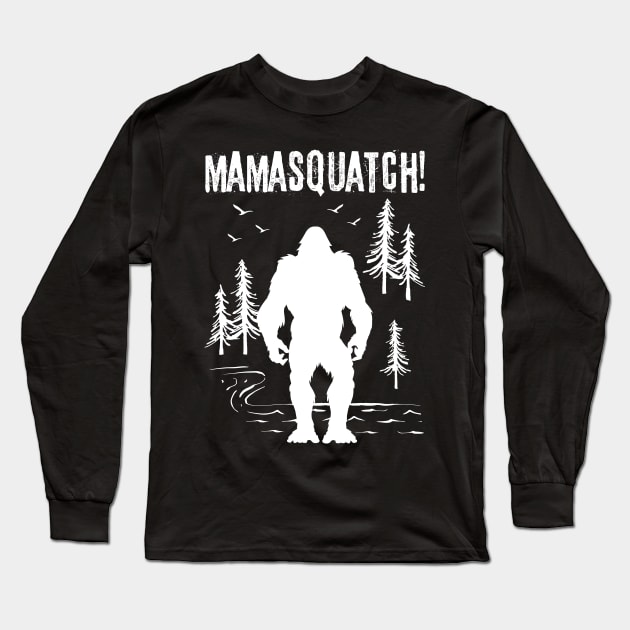 Mama Squatch Bigfoot Long Sleeve T-Shirt by Tesszero